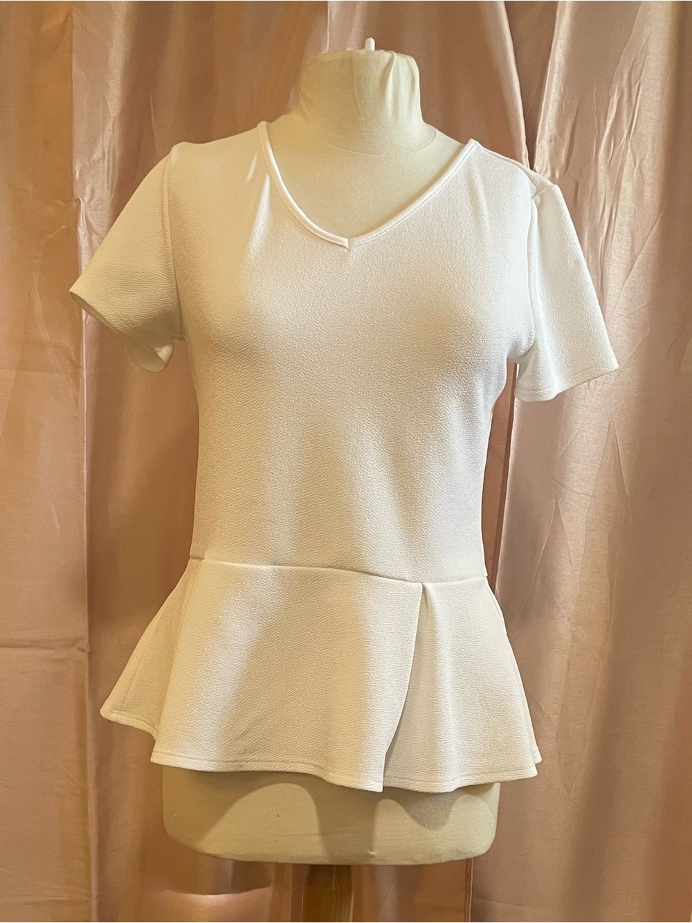 Classic White V-Neck Peplum Tunic Top